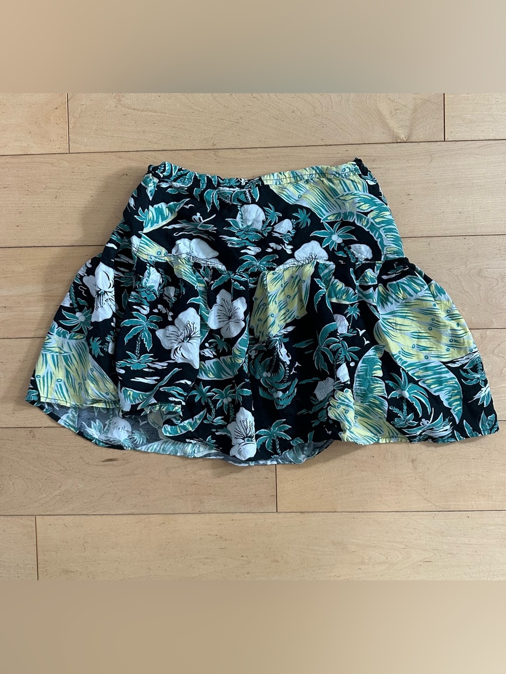 Vintage 80s Reminiscence by Stewart Richer Rayon Hawaiian Tiered Skirt Size 2
